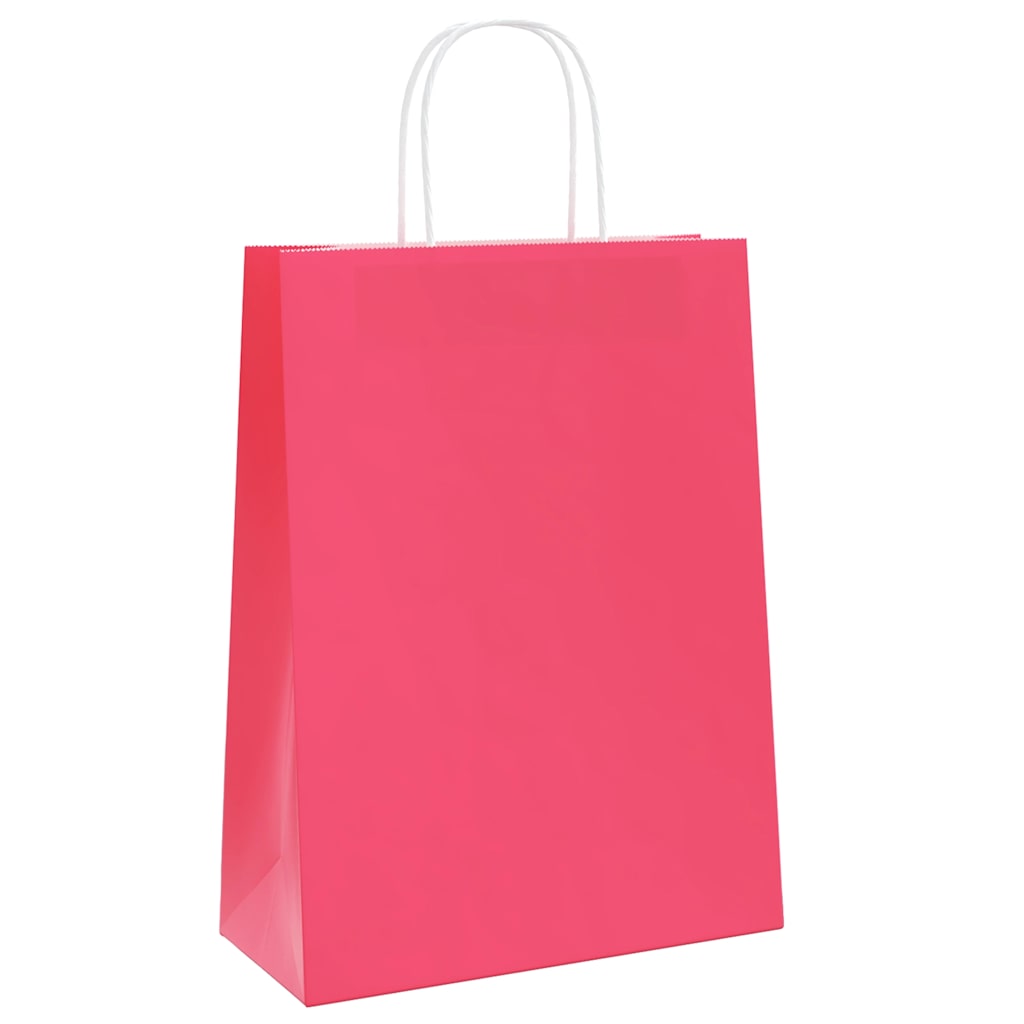 Papieren zakken 50 st met hengsels 26x12x35 cm roze is nu te koop bij PeponiXL, paradijselijk wonen!