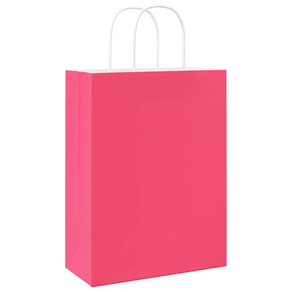 Papieren zakken 50 st met hengsels 26x12x35 cm roze is nu te koop bij PeponiXL, paradijselijk wonen!