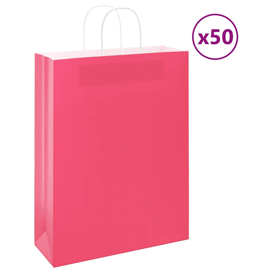 Papieren zakken 50 st met hengsels 32x12x42 cm roze is nu te koop bij PeponiXL, paradijselijk wonen!