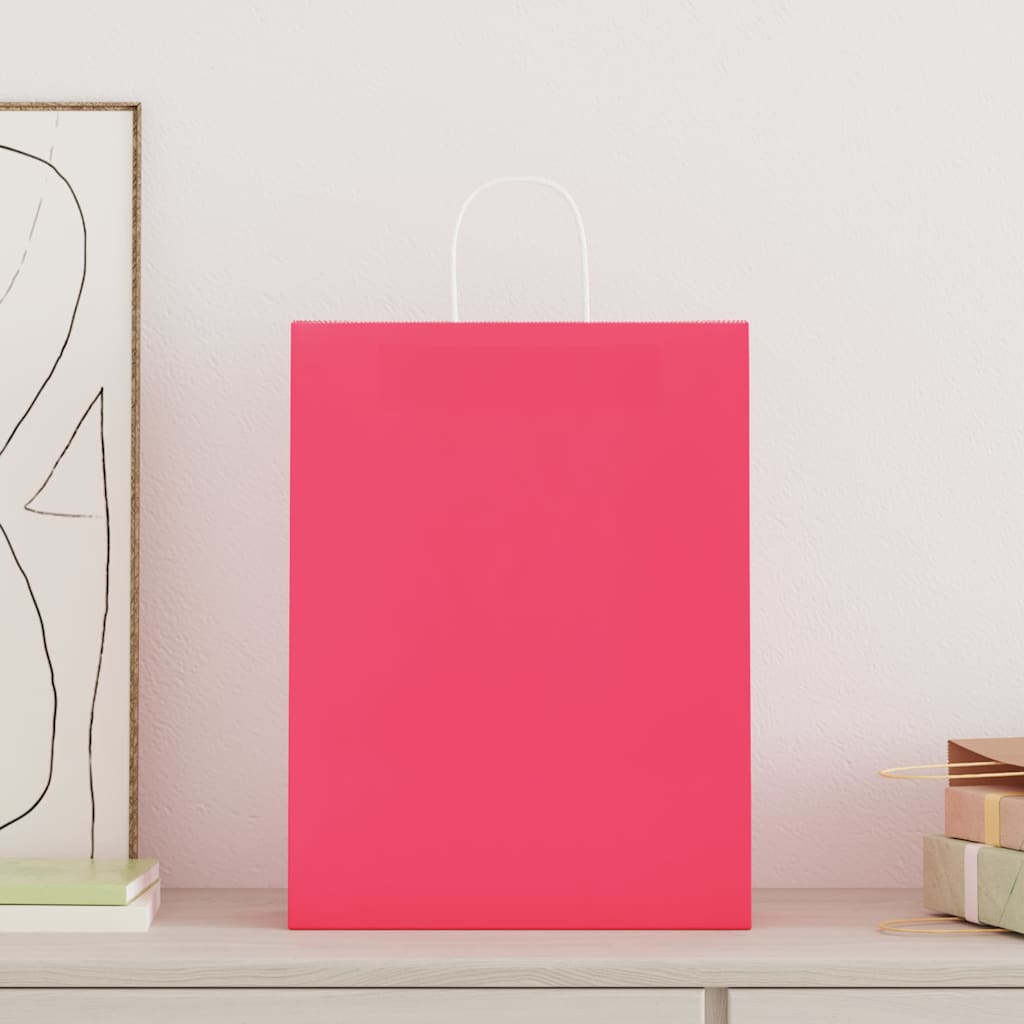 Papieren zakken 50 st met hengsels 32x12x42 cm roze is nu te koop bij PeponiXL, paradijselijk wonen!