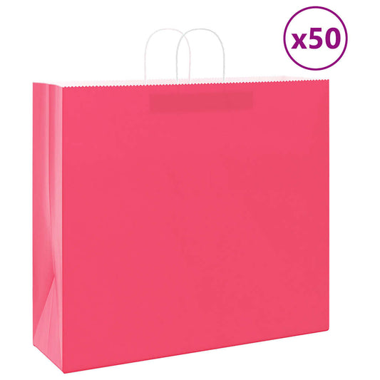 Papieren zakken 50 st met hengsels 54x15x49 cm roze is nu te koop bij PeponiXL, paradijselijk wonen!