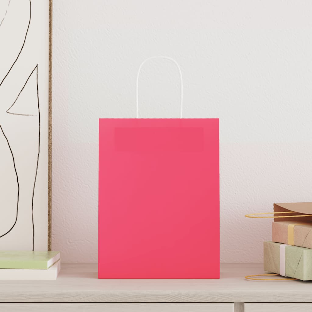 Papieren zakken 250 st met hengsels 21x11x28 cm roze is nu te koop bij PeponiXL, paradijselijk wonen!