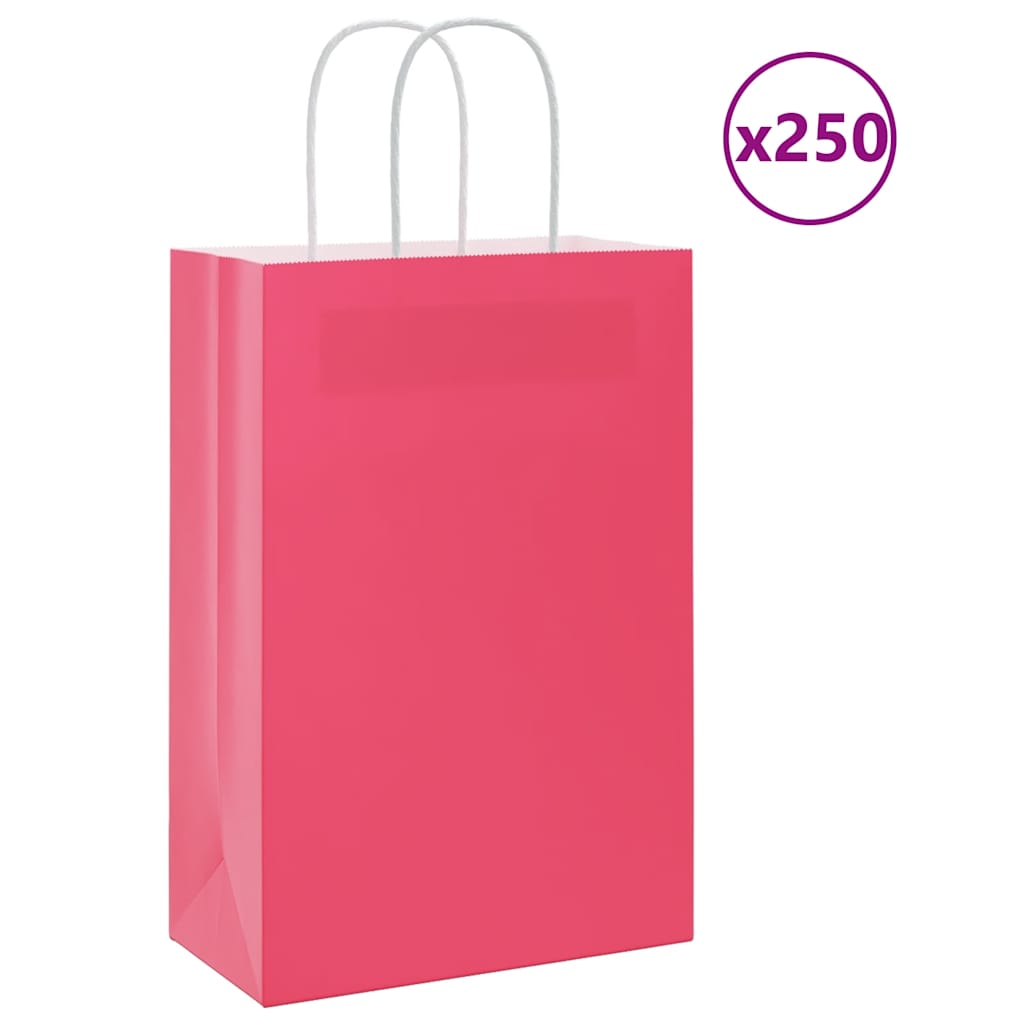 Papieren zakken 250 st met hengsels 21x11x31 cm roze is nu te koop bij PeponiXL, paradijselijk wonen!