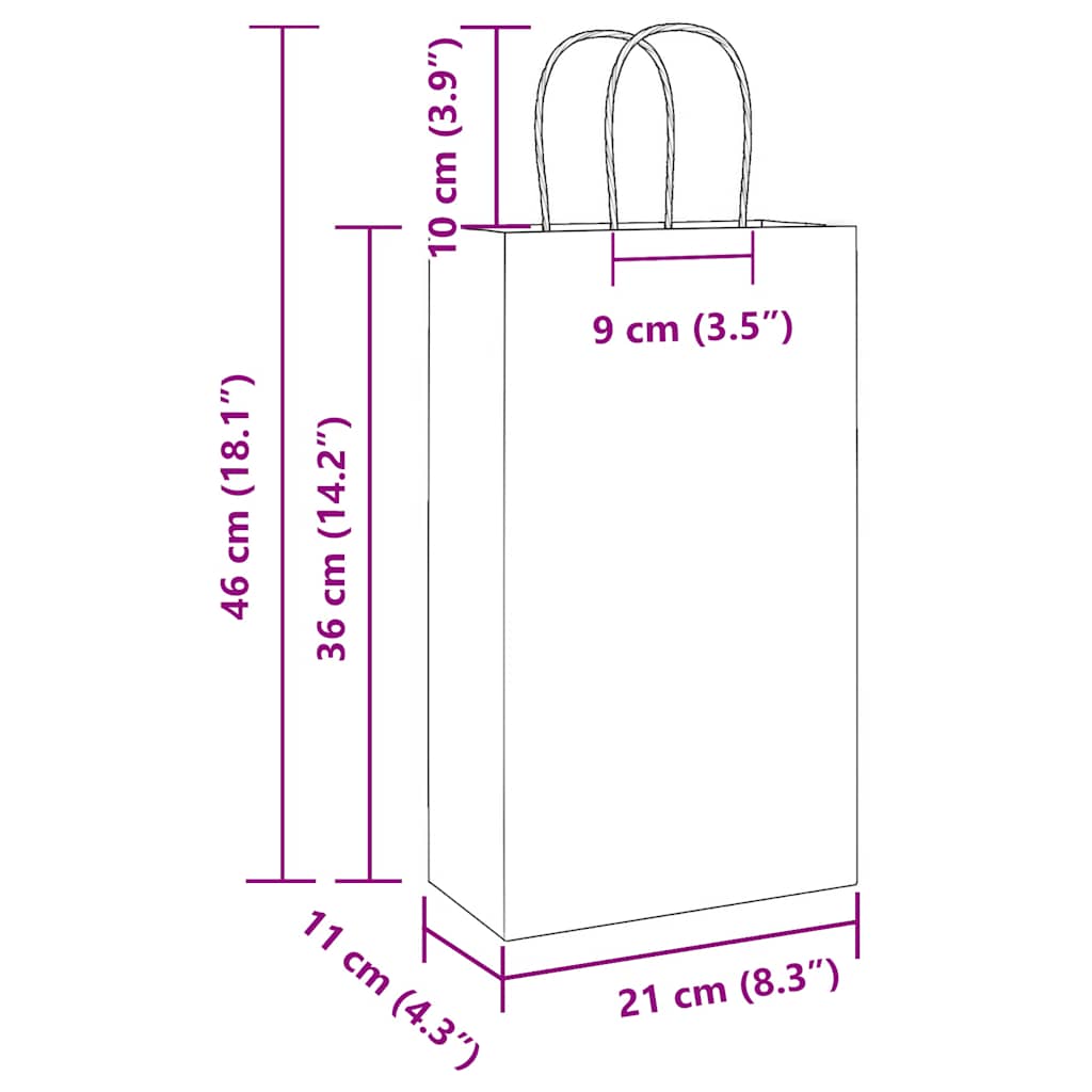 Papieren zakken 250 st met hengsels 21x11x36 cm roze is nu te koop bij PeponiXL, paradijselijk wonen!