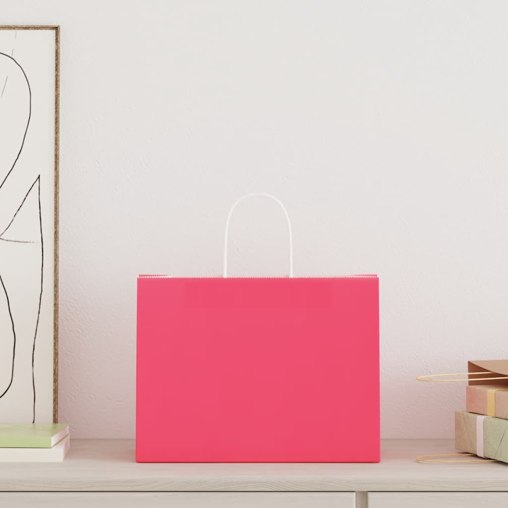 Papieren zakken 250 st met hengsels 32x17x25 cm roze is nu te koop bij PeponiXL, paradijselijk wonen!