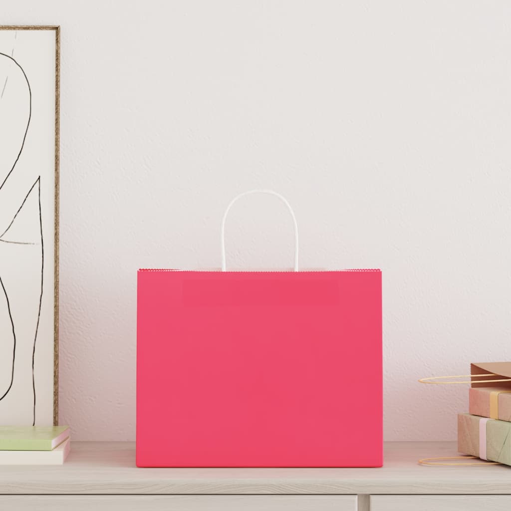 Papieren zakken 250 st met hengsels 32x22x24 cm roze is nu te koop bij PeponiXL, paradijselijk wonen!