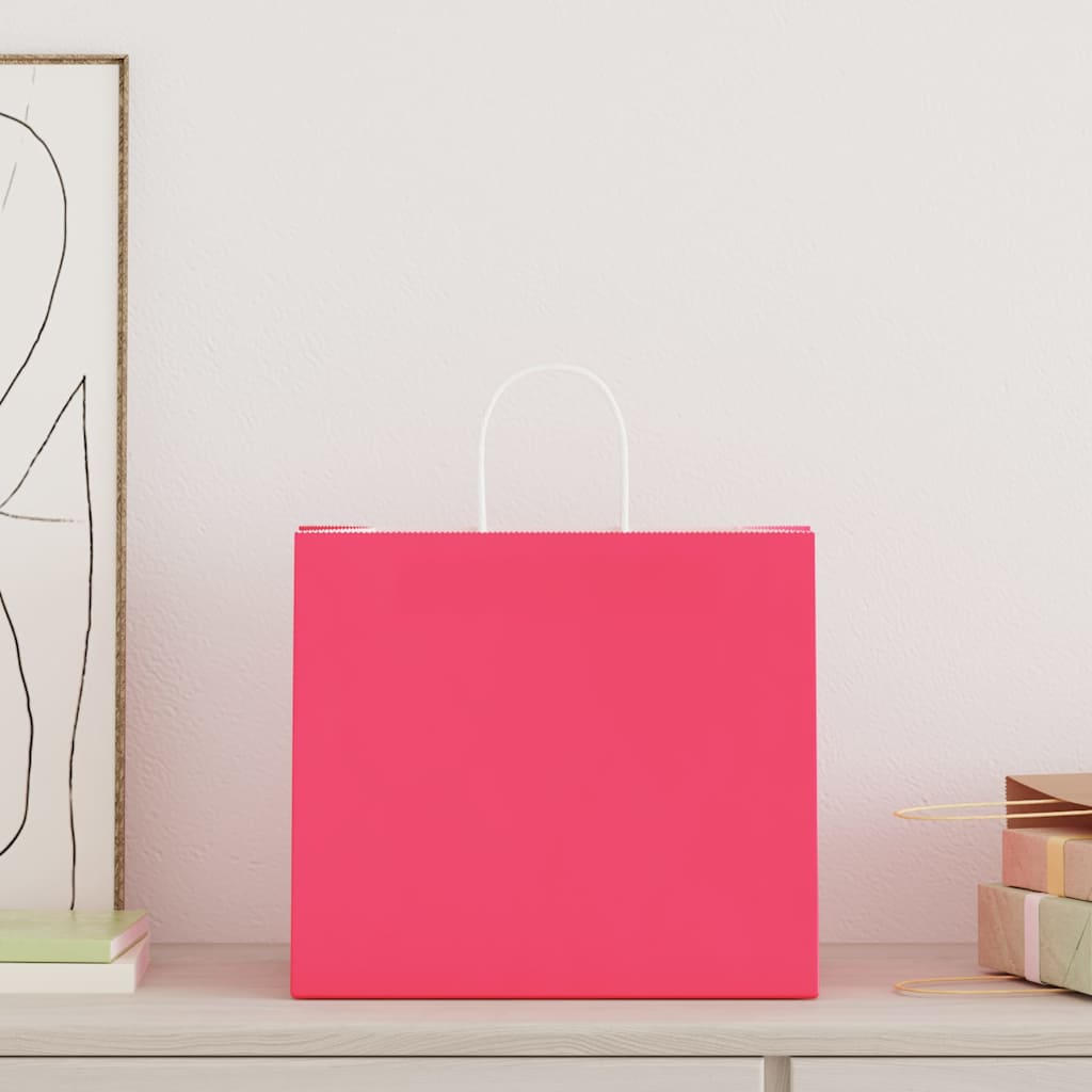 Papieren zakken 250 st met hengsels 32x22x28 cm roze is nu te koop bij PeponiXL, paradijselijk wonen!