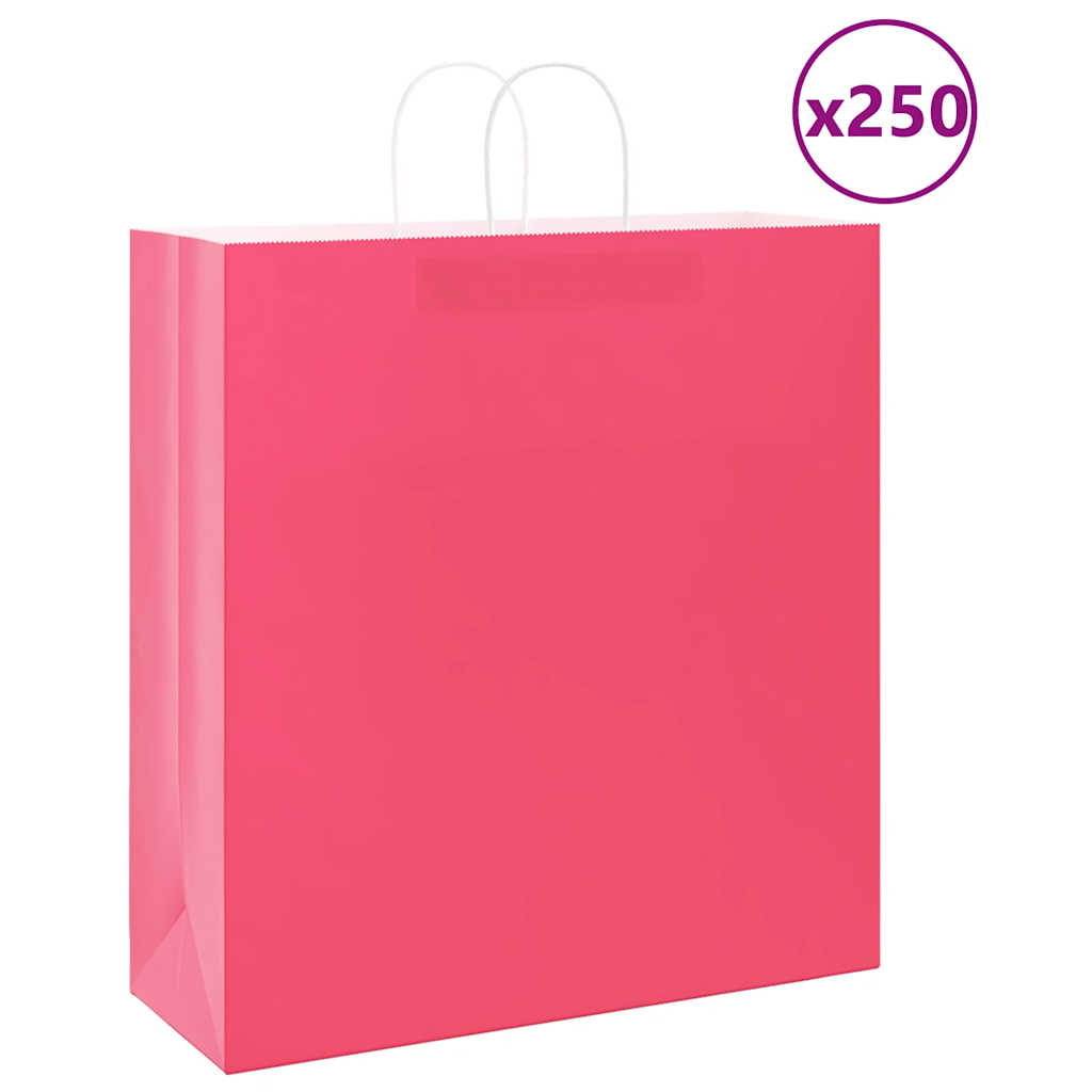 Papieren zakken 250 st met hengsels 45x17x48 cm roze is nu te koop bij PeponiXL, paradijselijk wonen!