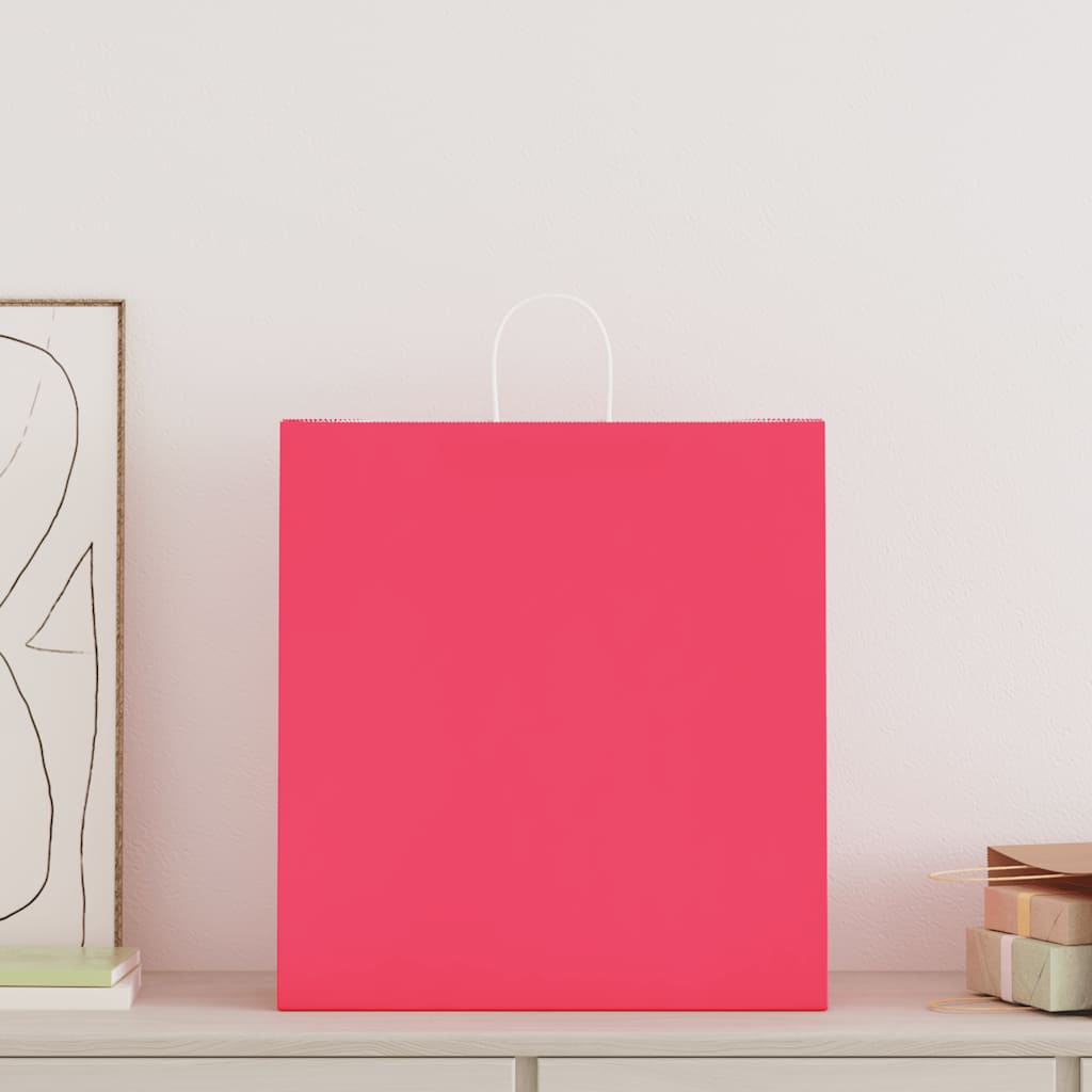 Papieren zakken 250 st met hengsels 45x17x48 cm roze is nu te koop bij PeponiXL, paradijselijk wonen!