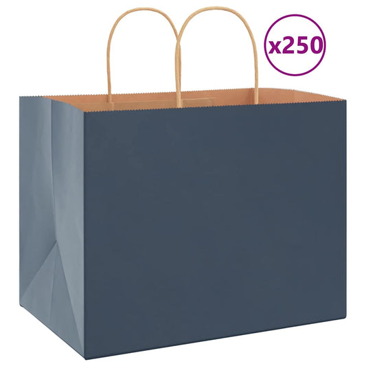 Papieren zakken 250 st met hengsels 32x22x24 cm blauw is nu te koop bij PeponiXL, paradijselijk wonen!
