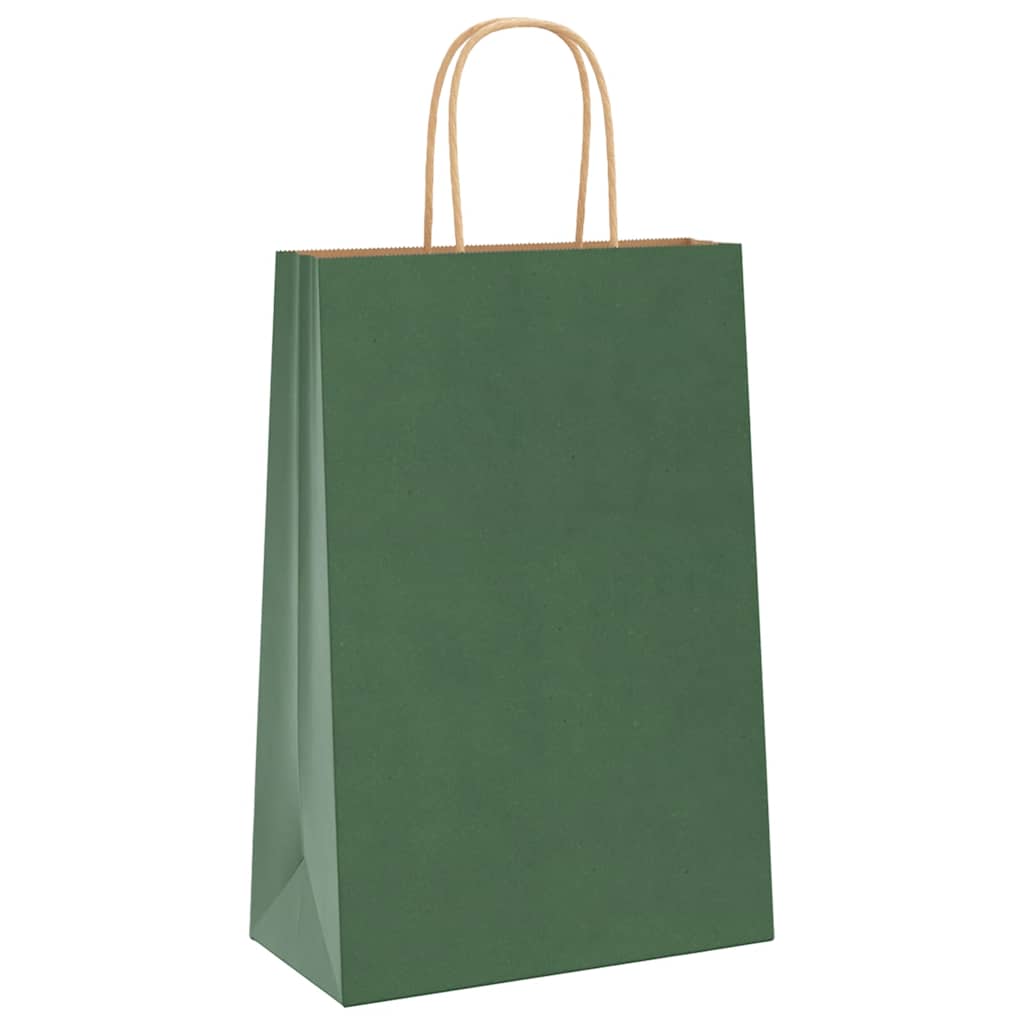 Papieren zakken 250 st met hengsels 21x11x31 cm groen is nu te koop bij PeponiXL, paradijselijk wonen!