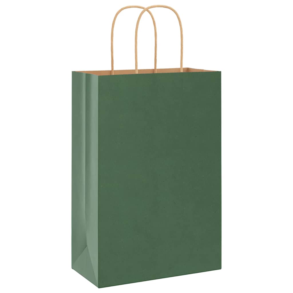 Papieren zakken 250 st met hengsels 21x11x31 cm groen is nu te koop bij PeponiXL, paradijselijk wonen!