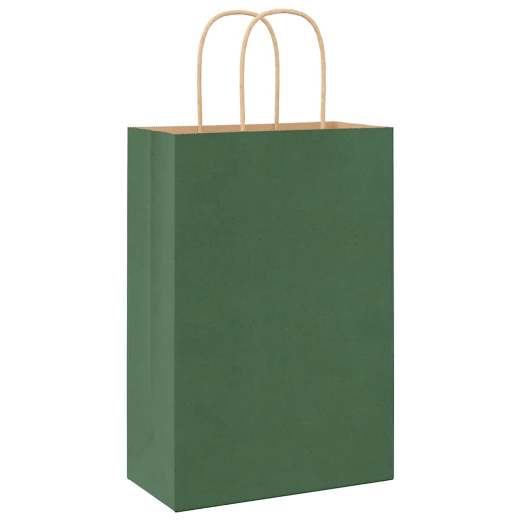 Papieren zakken 250 st met hengsels 21x11x31 cm groen is nu te koop bij PeponiXL, paradijselijk wonen!