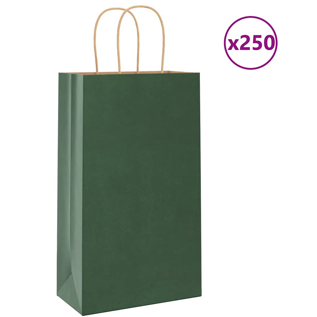 Papieren zakken 250 st met hengsels 21x11x36 cm groen is nu te koop bij PeponiXL, paradijselijk wonen!