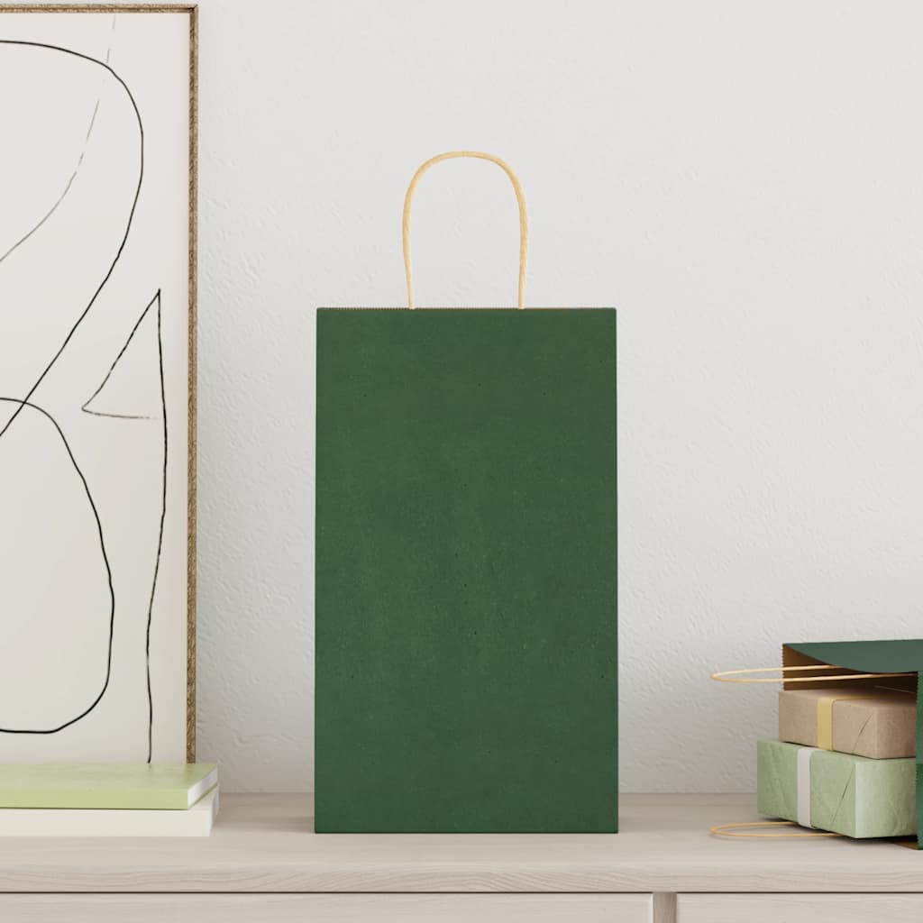 Papieren zakken 250 st met hengsels 21x11x36 cm groen is nu te koop bij PeponiXL, paradijselijk wonen!