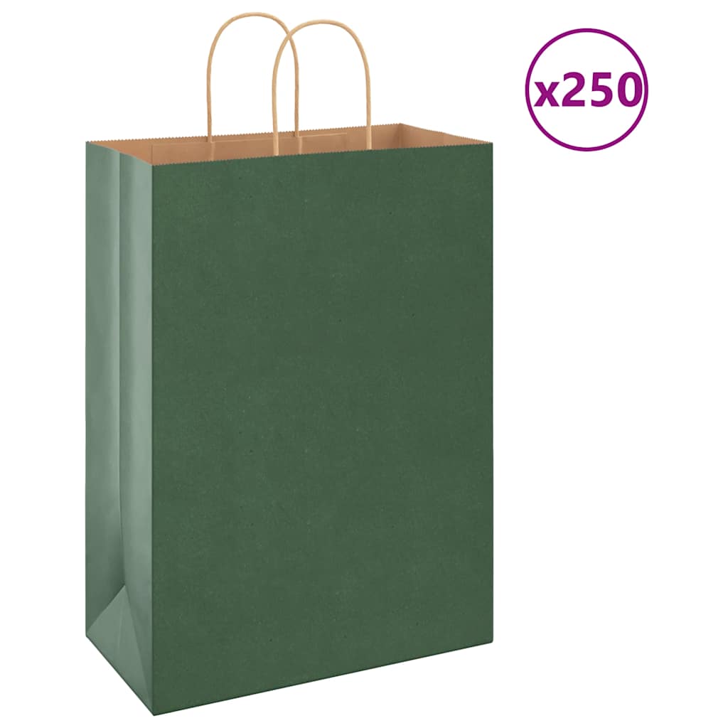 Papieren zakken 250 st met hengsels 32x17x44 cm groen is nu te koop bij PeponiXL, paradijselijk wonen!
