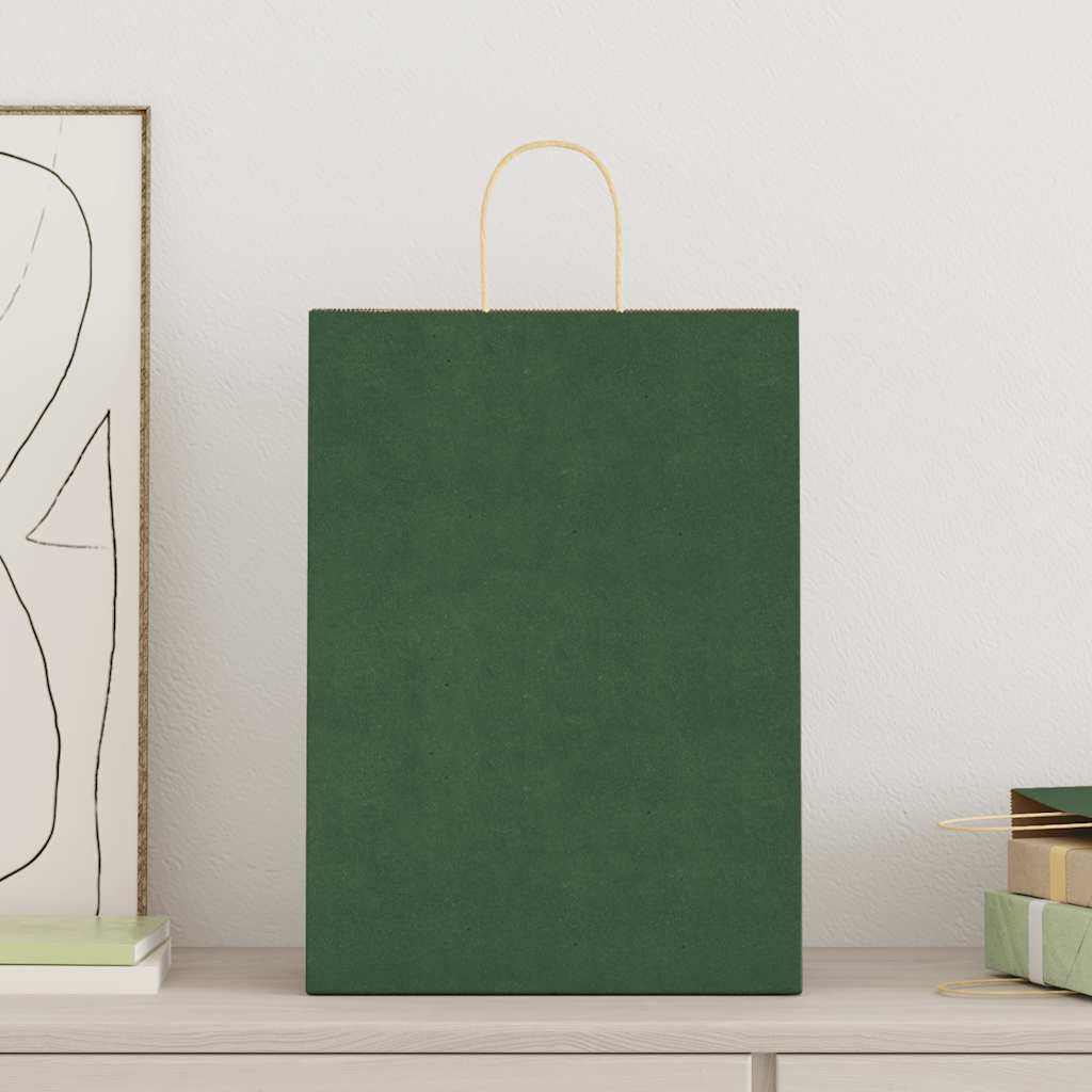 Papieren zakken 250 st met hengsels 32x17x44 cm groen is nu te koop bij PeponiXL, paradijselijk wonen!