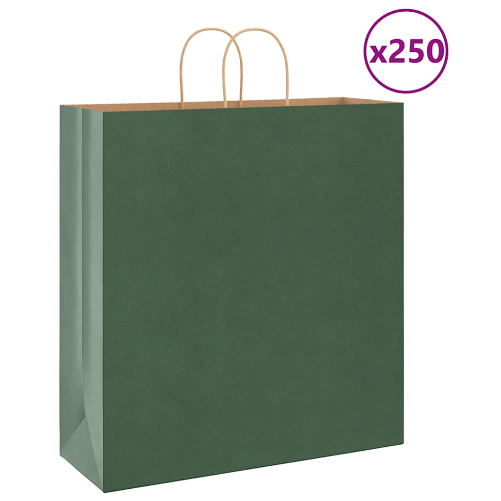 Papieren zakken 250 st met hengsels 45x17x48 cm groen is nu te koop bij PeponiXL, paradijselijk wonen!