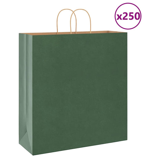 Papieren zakken 250 st met hengsels 45x17x48 cm groen is nu te koop bij PeponiXL, paradijselijk wonen!