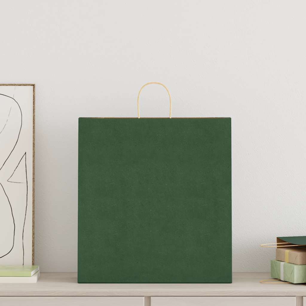 Papieren zakken 250 st met hengsels 45x17x48 cm groen is nu te koop bij PeponiXL, paradijselijk wonen!