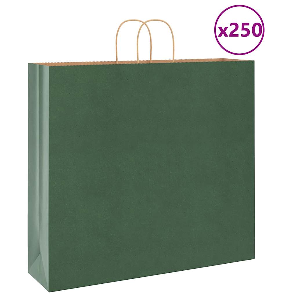 Papieren zakken 250 st met hengsels 54x15x49 cm groen is nu te koop bij PeponiXL, paradijselijk wonen!