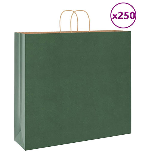 Papieren zakken 250 st met hengsels 54x15x49 cm groen is nu te koop bij PeponiXL, paradijselijk wonen!
