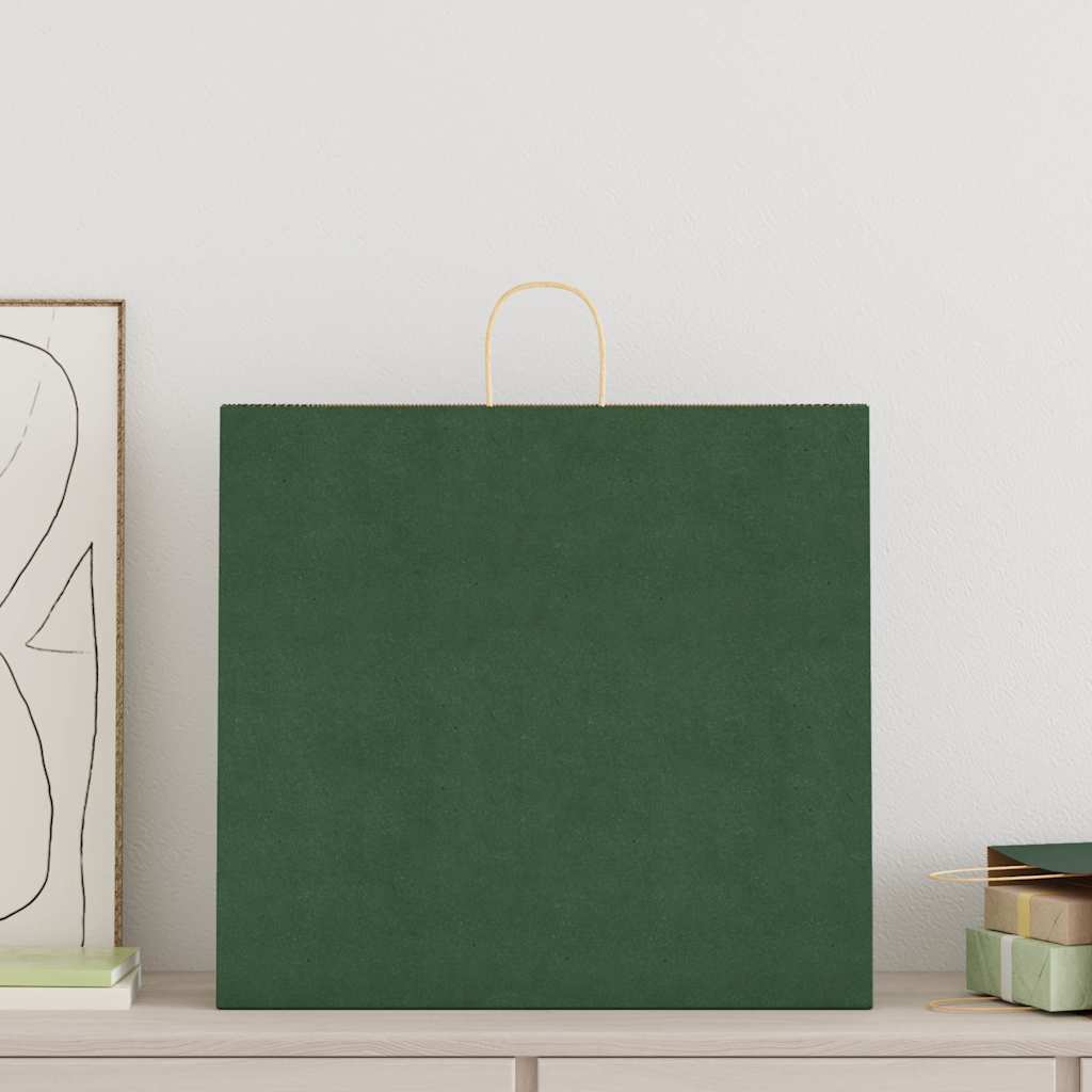 Papieren zakken 250 st met hengsels 54x15x49 cm groen is nu te koop bij PeponiXL, paradijselijk wonen!