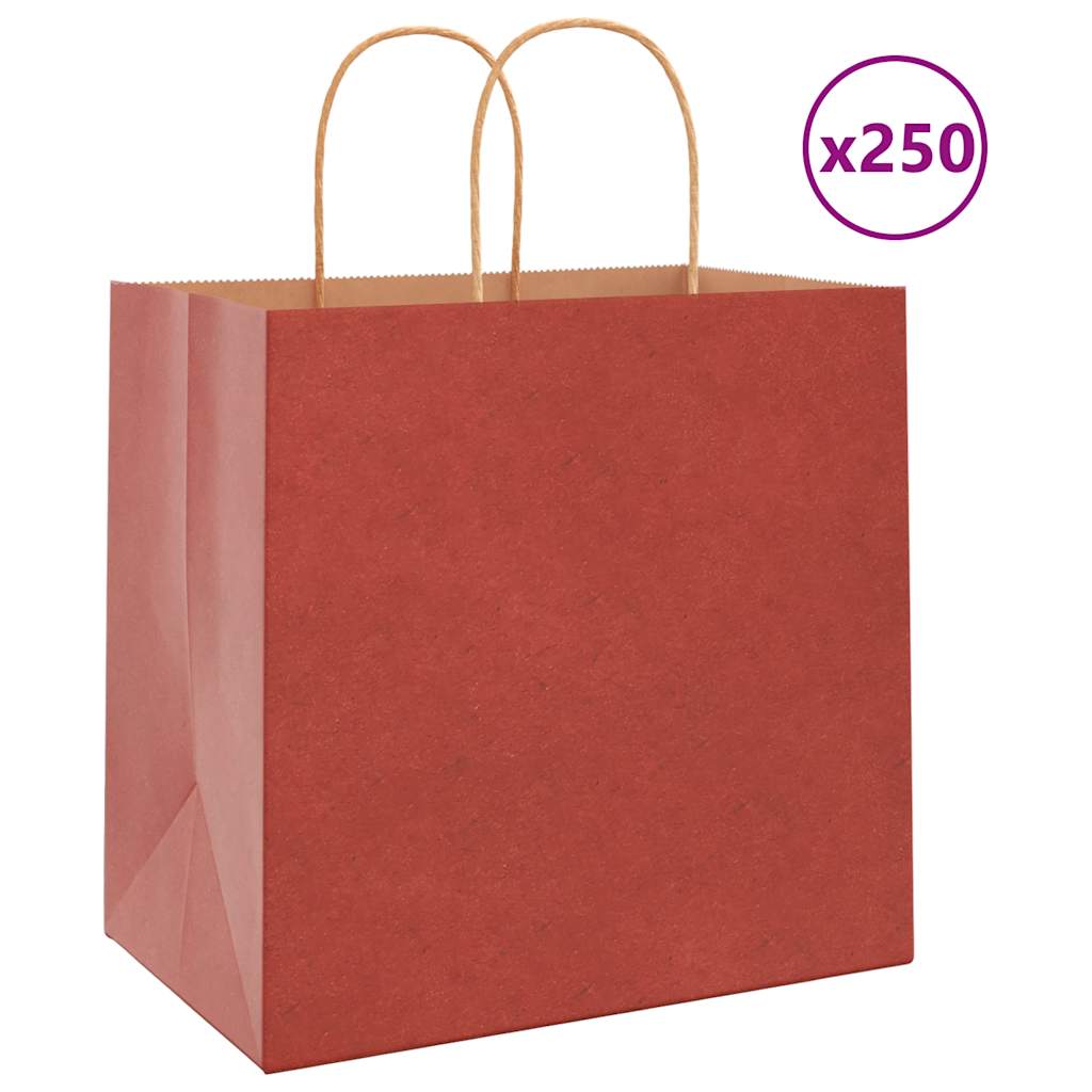 Papieren zakken 250 st met hengsels 26x17x25 cm rood is nu te koop bij PeponiXL, paradijselijk wonen!