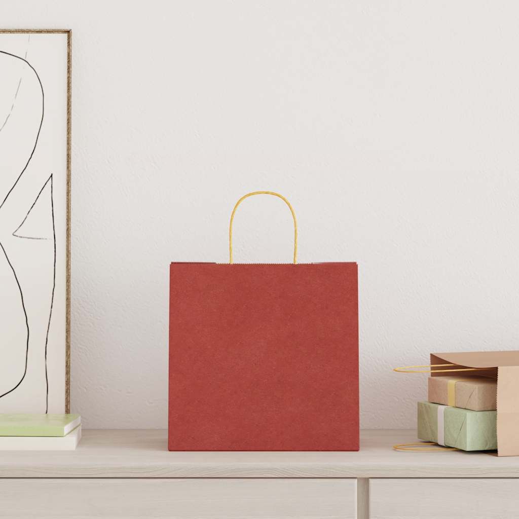 Papieren zakken 250 st met hengsels 26x17x25 cm rood is nu te koop bij PeponiXL, paradijselijk wonen!