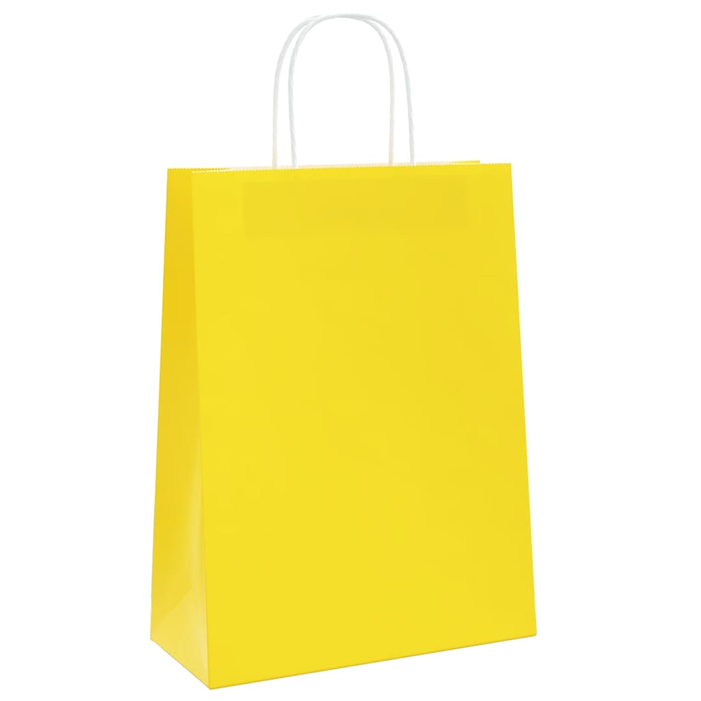 Papieren zakken 50 st met hengsels 26x12x35 cm geel is nu te koop bij PeponiXL, paradijselijk wonen!