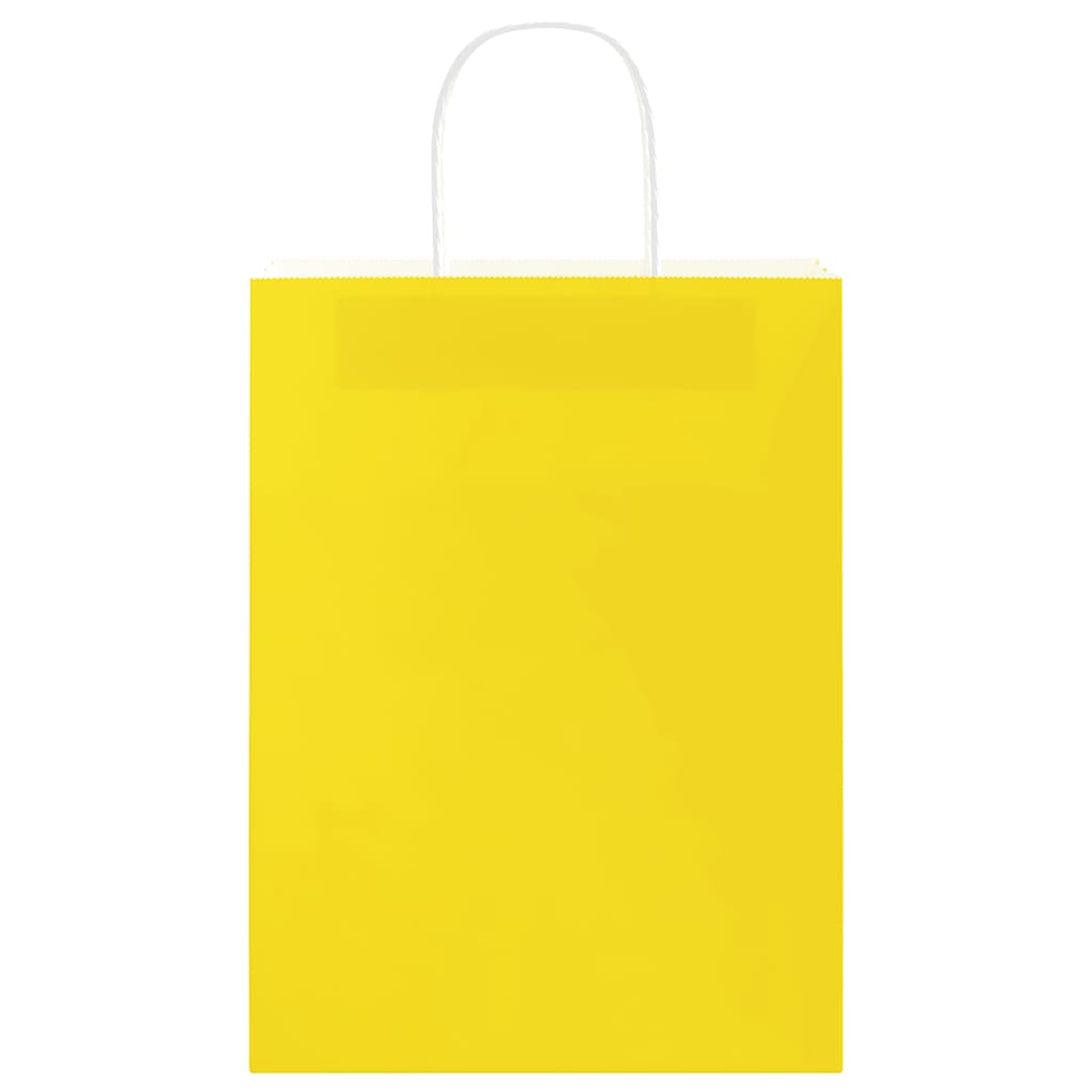 Papieren zakken 50 st met hengsels 26x12x35 cm geel is nu te koop bij PeponiXL, paradijselijk wonen!