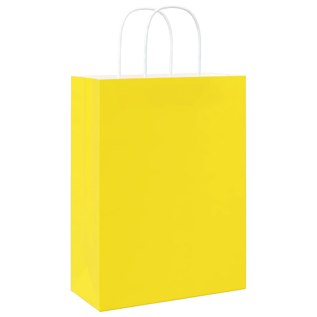 Papieren zakken 50 st met hengsels 26x12x35 cm geel is nu te koop bij PeponiXL, paradijselijk wonen!
