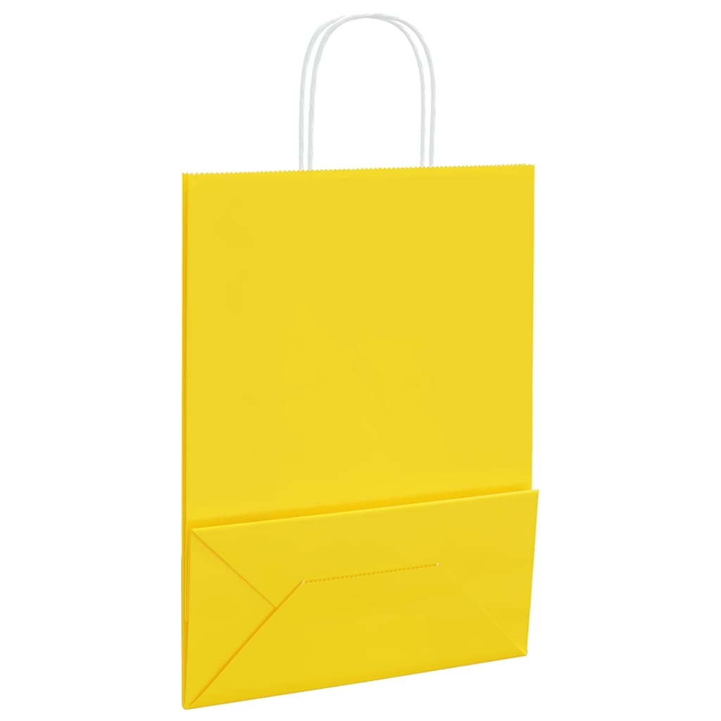 Papieren zakken 50 st met hengsels 26x12x35 cm geel is nu te koop bij PeponiXL, paradijselijk wonen!