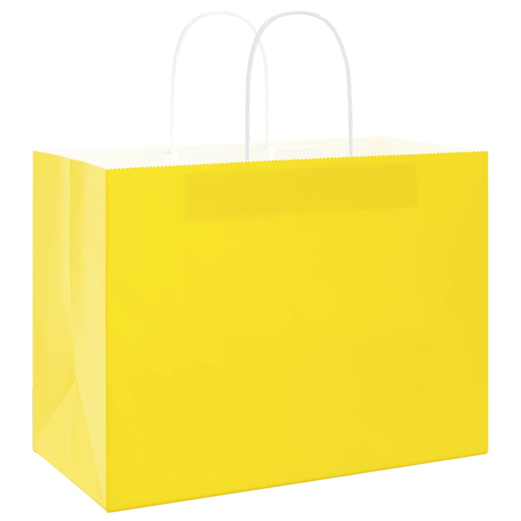Papieren zakken 50 st met hengsels 32x17x25 cm geel is nu te koop bij PeponiXL, paradijselijk wonen!