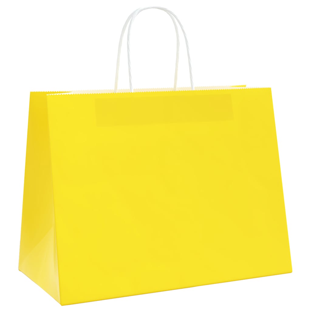 Papieren zakken 50 st met hengsels 32x17x25 cm geel is nu te koop bij PeponiXL, paradijselijk wonen!