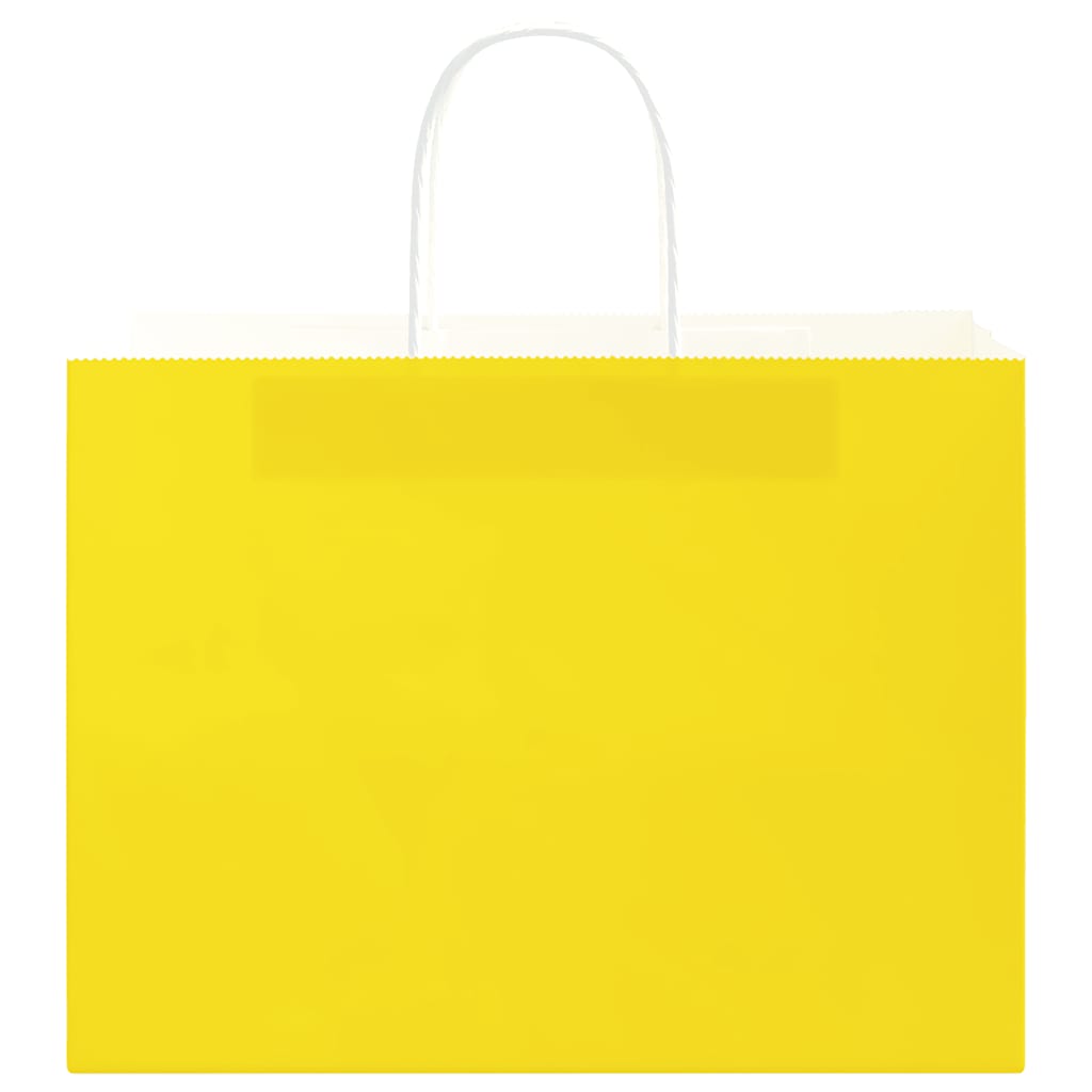 Papieren zakken 50 st met hengsels 32x17x25 cm geel is nu te koop bij PeponiXL, paradijselijk wonen!
