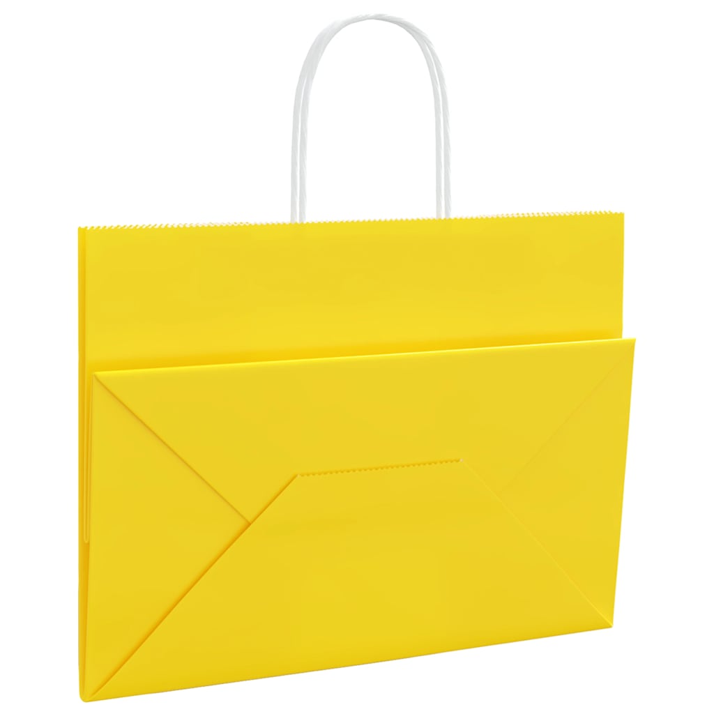 Papieren zakken 50 st met hengsels 32x17x25 cm geel is nu te koop bij PeponiXL, paradijselijk wonen!