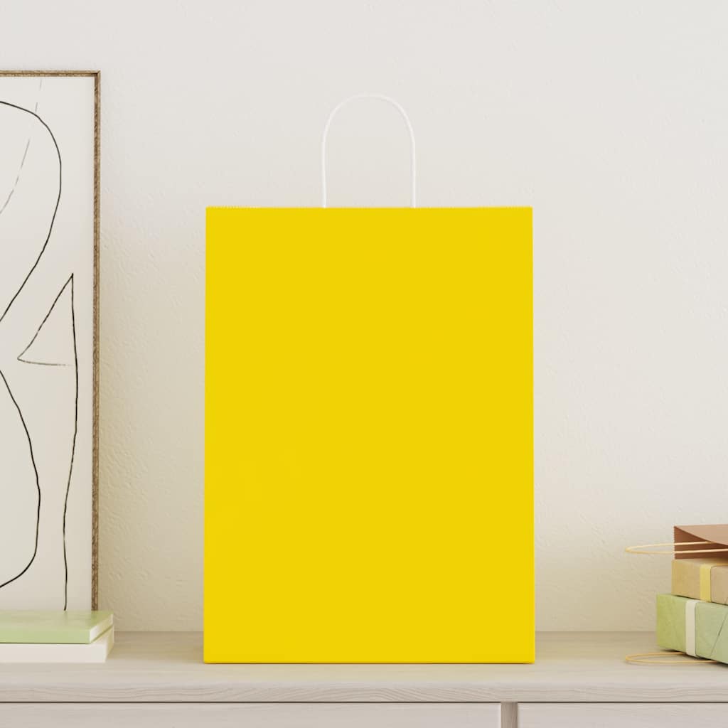 Papieren zakken 50 st met hengsels 32x17x44 cm geel is nu te koop bij PeponiXL, paradijselijk wonen!