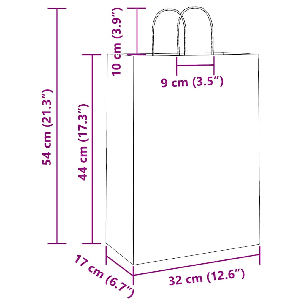 Papieren zakken 50 st met hengsels 32x17x44 cm geel is nu te koop bij PeponiXL, paradijselijk wonen!