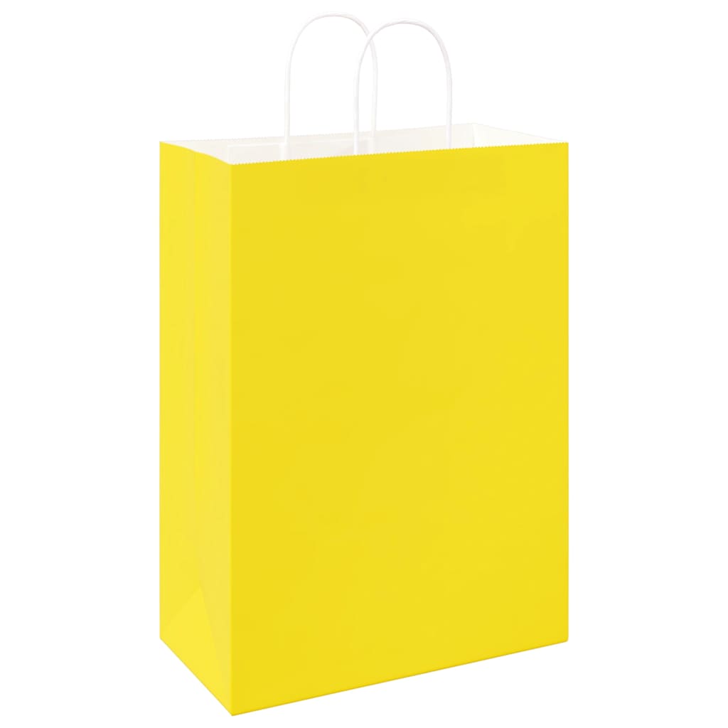 Papieren zakken 50 st met hengsels 32x17x44 cm geel is nu te koop bij PeponiXL, paradijselijk wonen!