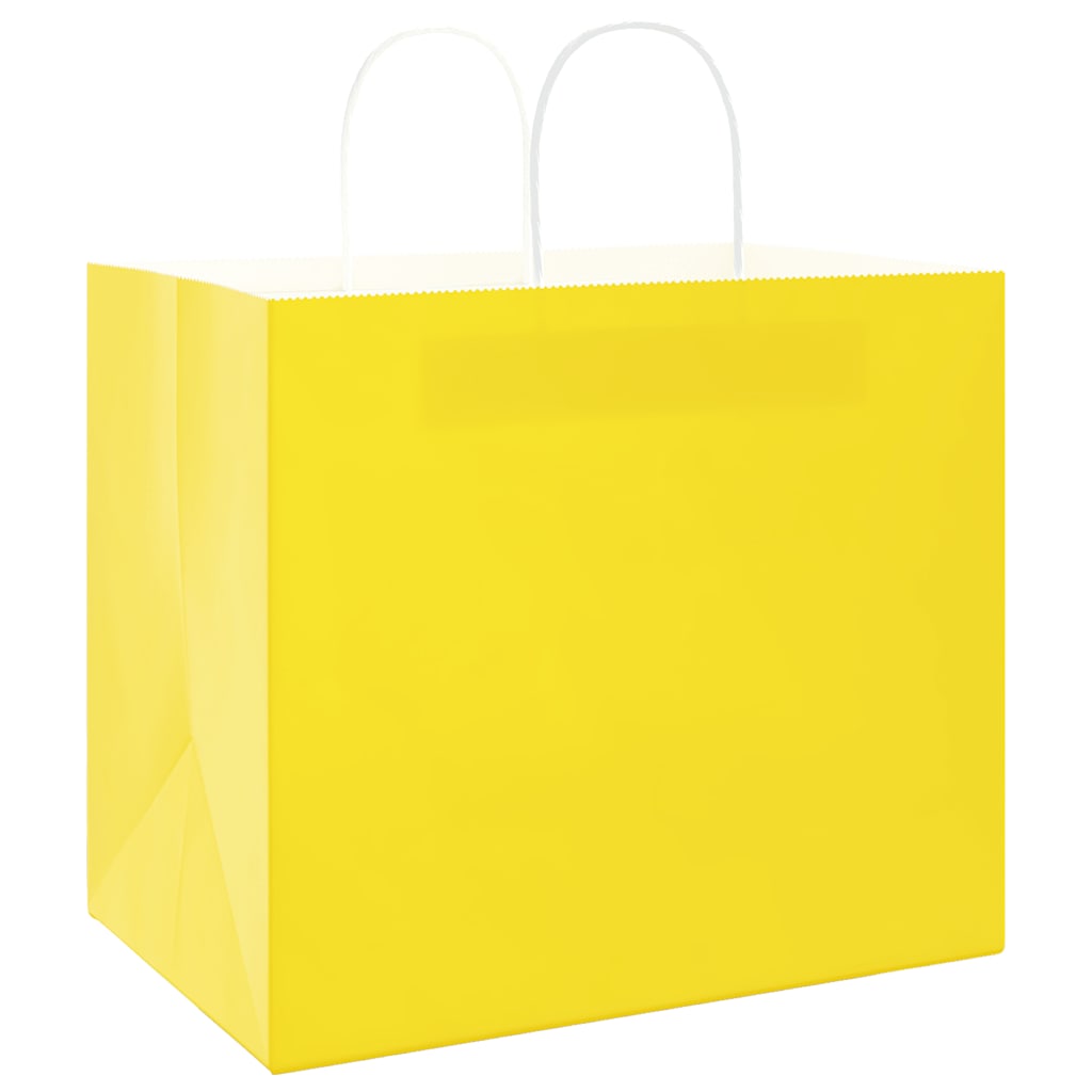 Papieren zakken 50 st met hengsels 32x22x28 cm geel is nu te koop bij PeponiXL, paradijselijk wonen!