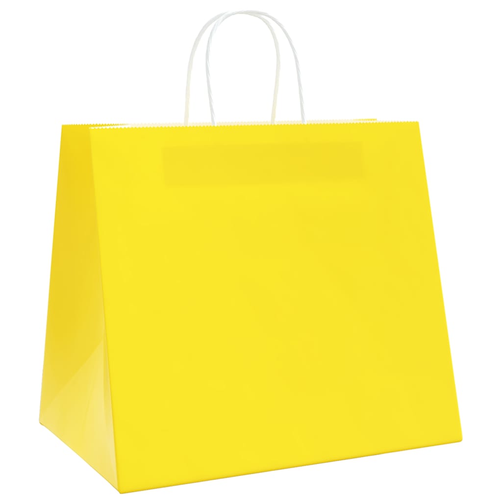 Papieren zakken 50 st met hengsels 32x22x28 cm geel is nu te koop bij PeponiXL, paradijselijk wonen!