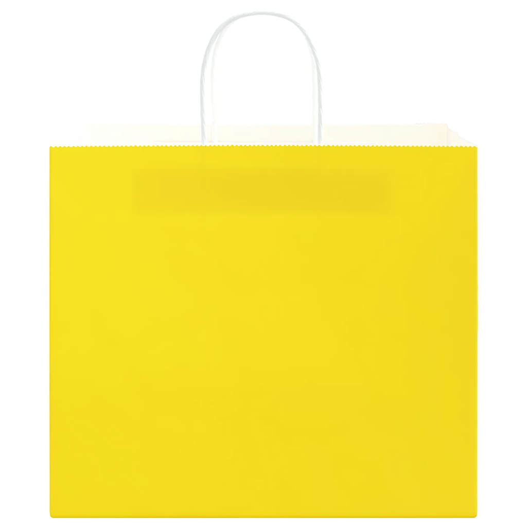 Papieren zakken 50 st met hengsels 32x22x28 cm geel is nu te koop bij PeponiXL, paradijselijk wonen!