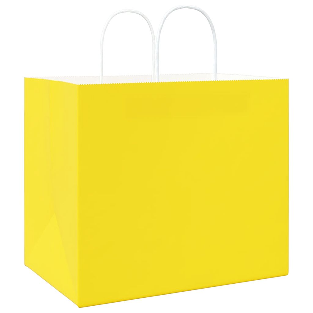 Papieren zakken 50 st met hengsels 32x22x28 cm geel is nu te koop bij PeponiXL, paradijselijk wonen!