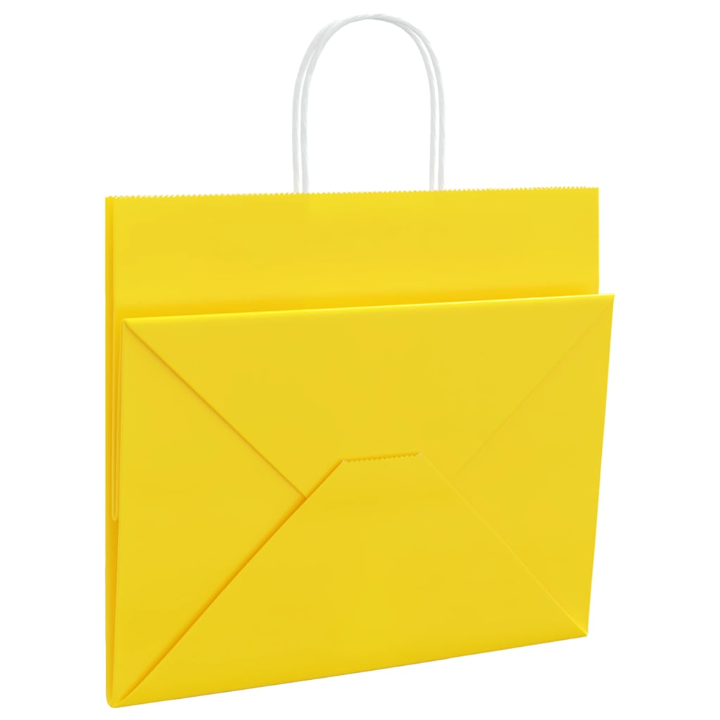 Papieren zakken 50 st met hengsels 32x22x28 cm geel is nu te koop bij PeponiXL, paradijselijk wonen!