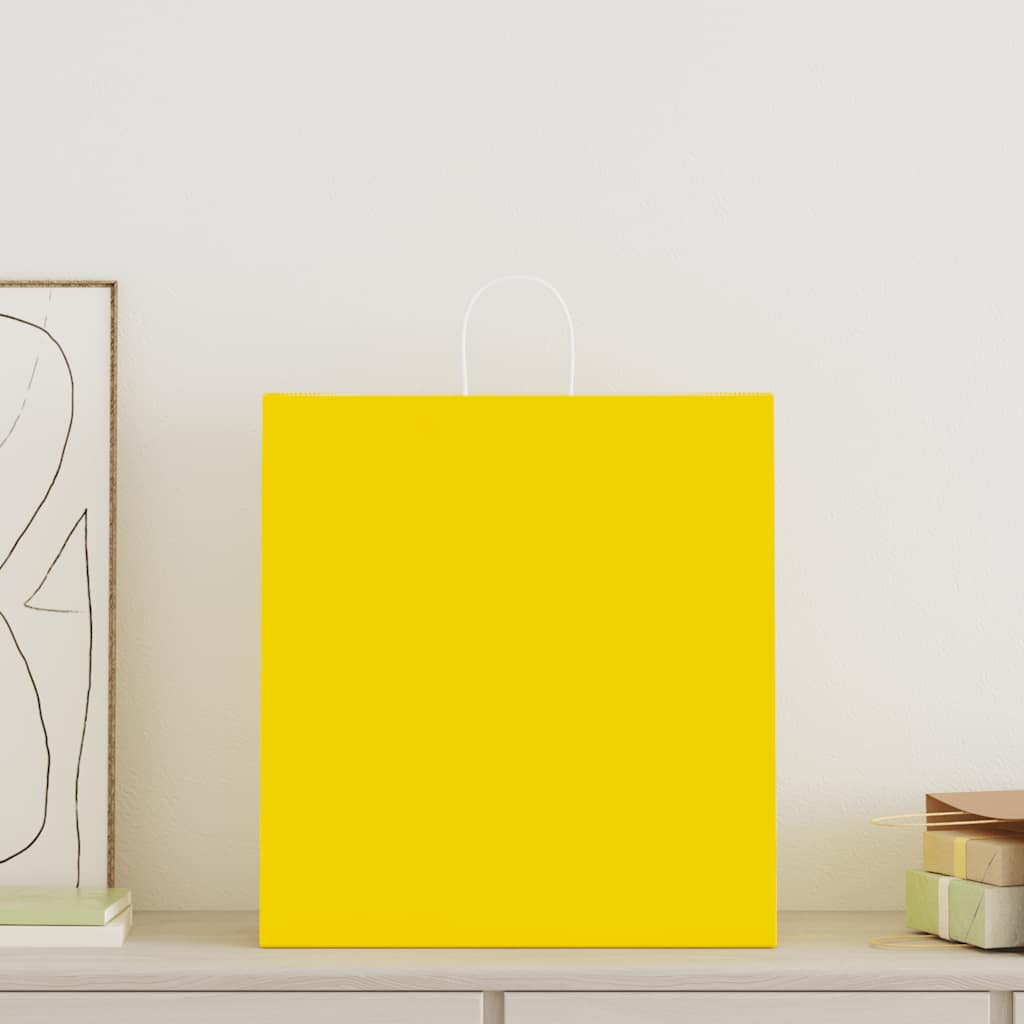 Papieren zakken 50 st met hengsels 45x17x48 cm geel is nu te koop bij PeponiXL, paradijselijk wonen!