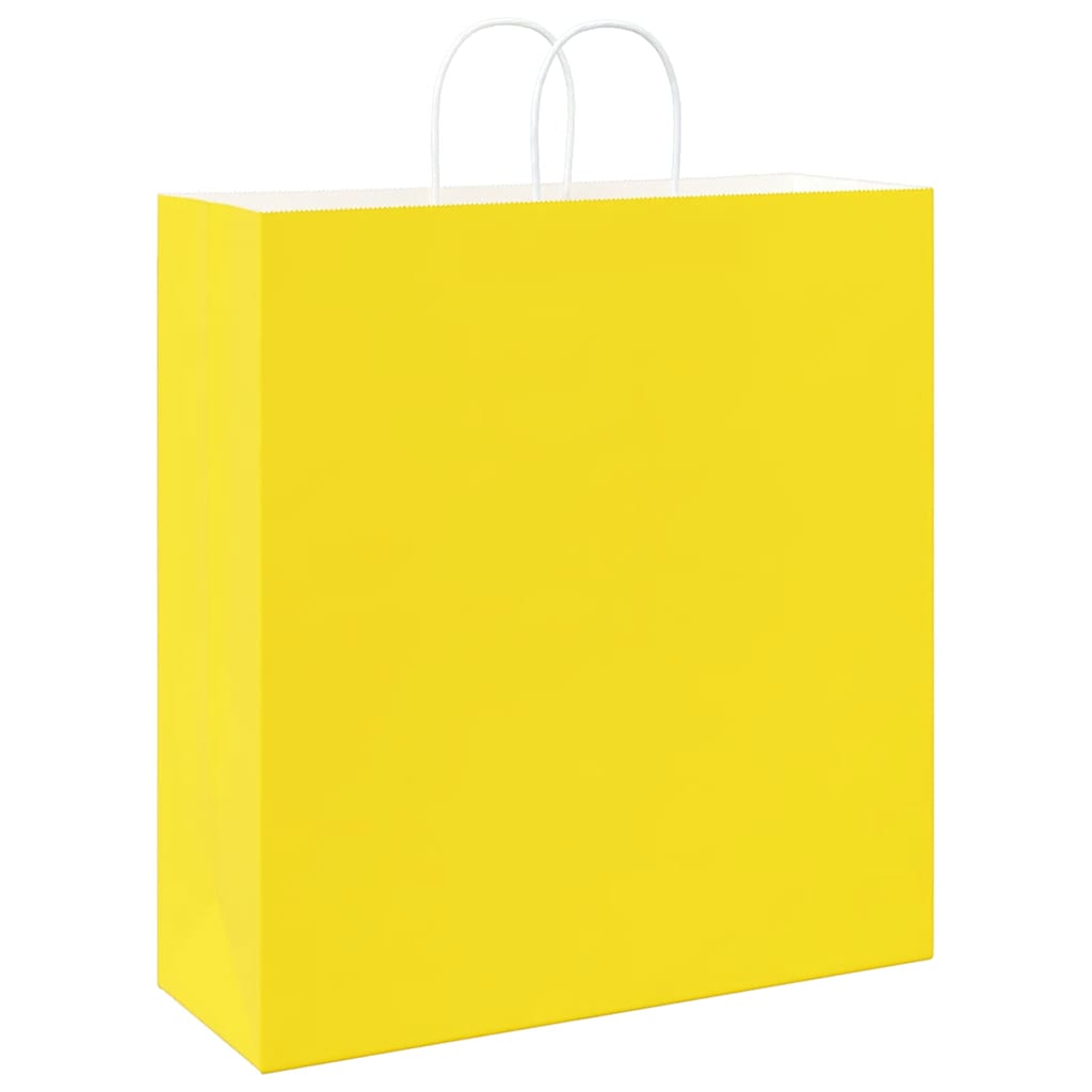 Papieren zakken 50 st met hengsels 45x17x48 cm geel is nu te koop bij PeponiXL, paradijselijk wonen!