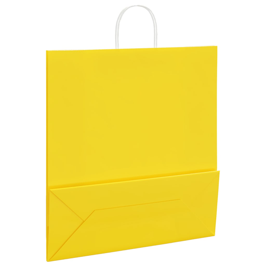 Papieren zakken 50 st met hengsels 45x17x48 cm geel is nu te koop bij PeponiXL, paradijselijk wonen!