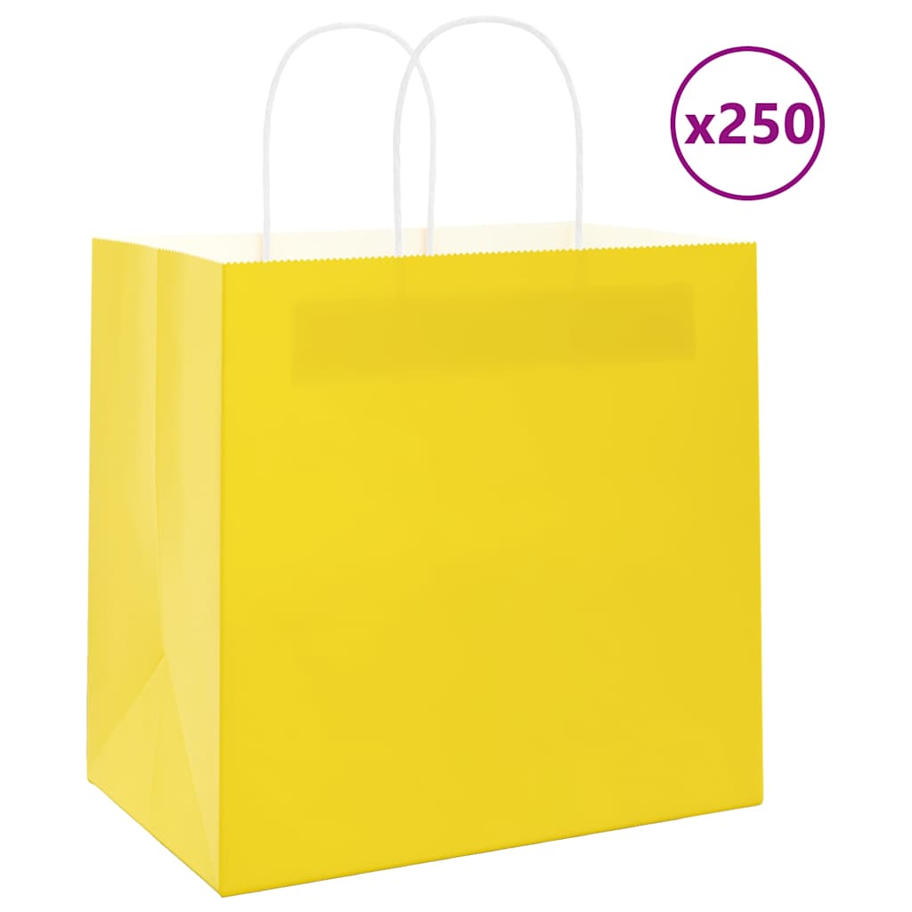 Papieren zakken 250 st met hengsels 26x17x25 cm geel is nu te koop bij PeponiXL, paradijselijk wonen!