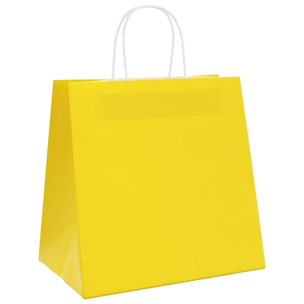 Papieren zakken 250 st met hengsels 26x17x25 cm geel is nu te koop bij PeponiXL, paradijselijk wonen!